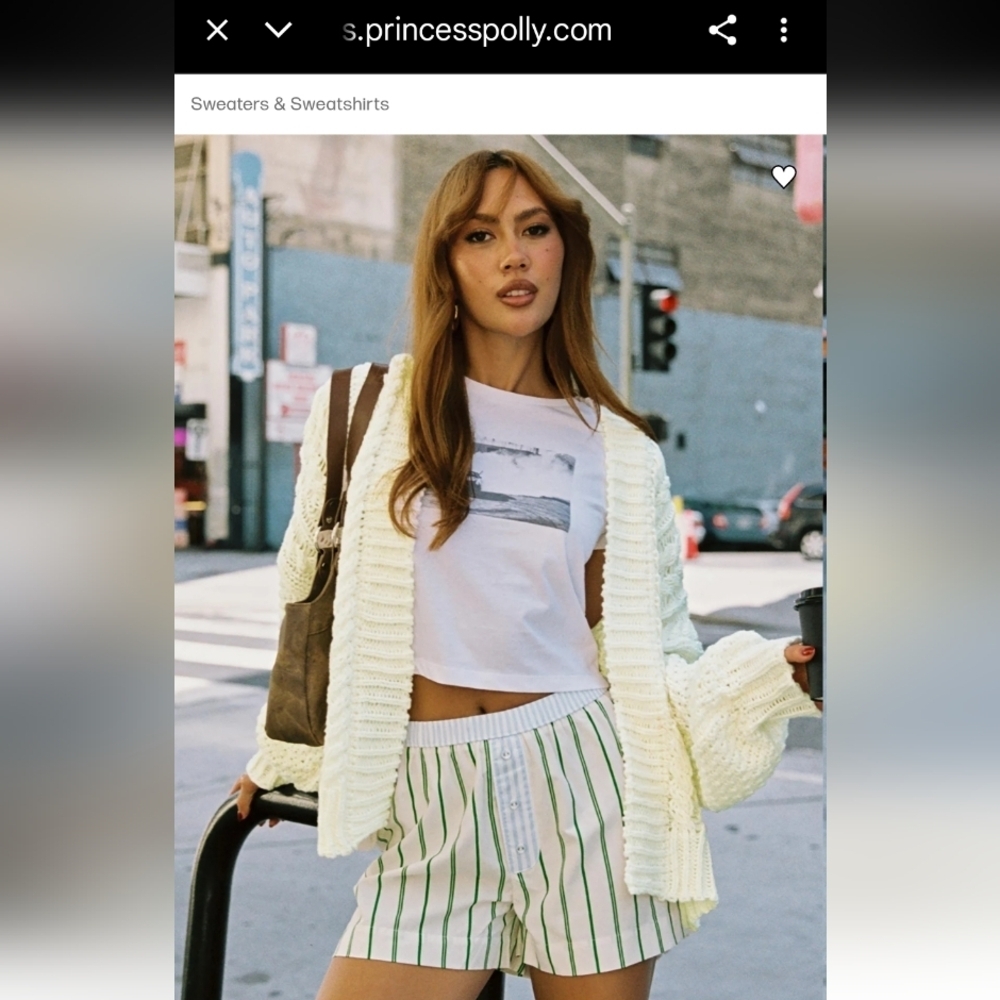 NWT Princess Polly Cream Abner Cable Knit Cardigan Sz XS/S - Picture 2 of 15